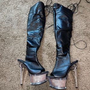 Long knee high exotic dancer heels